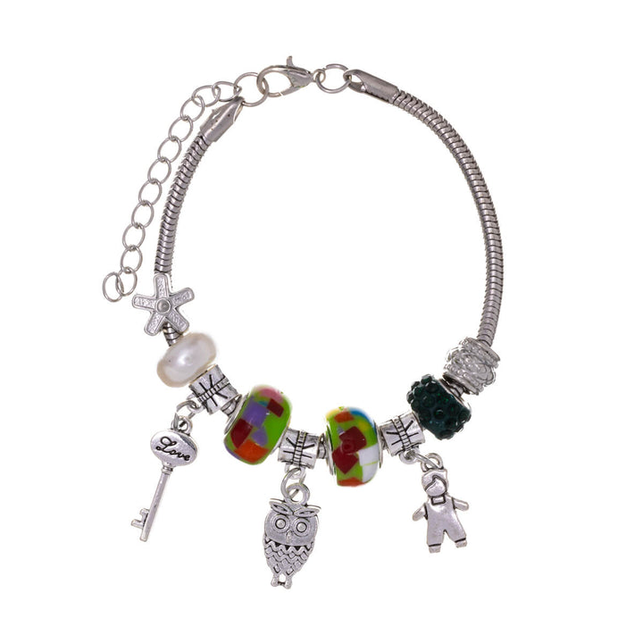 Bracelet with colourful beads and pendants