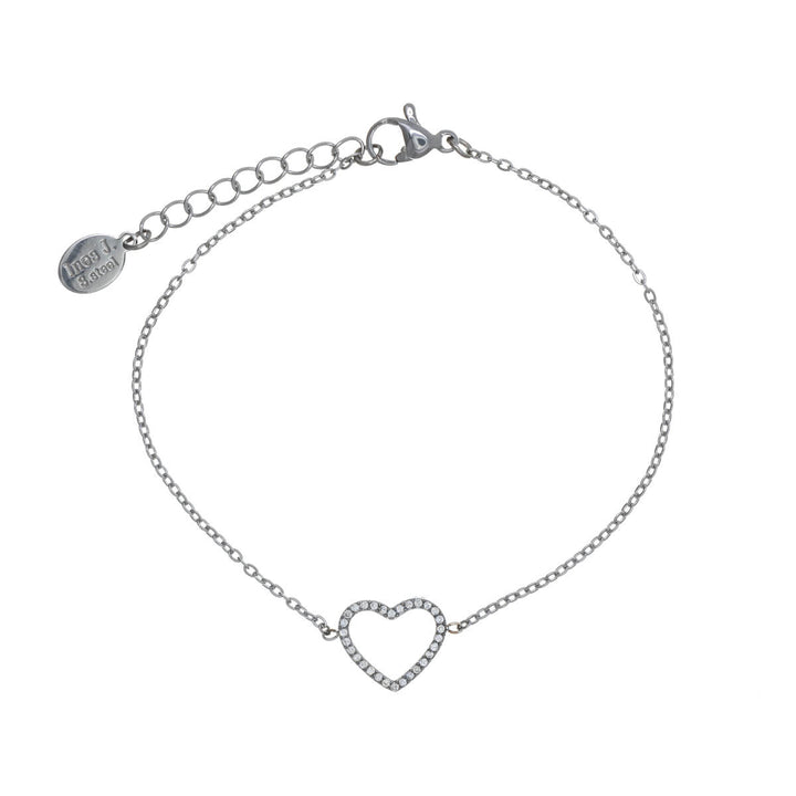 Steel zirconia heart bracelet (Steel 316L)