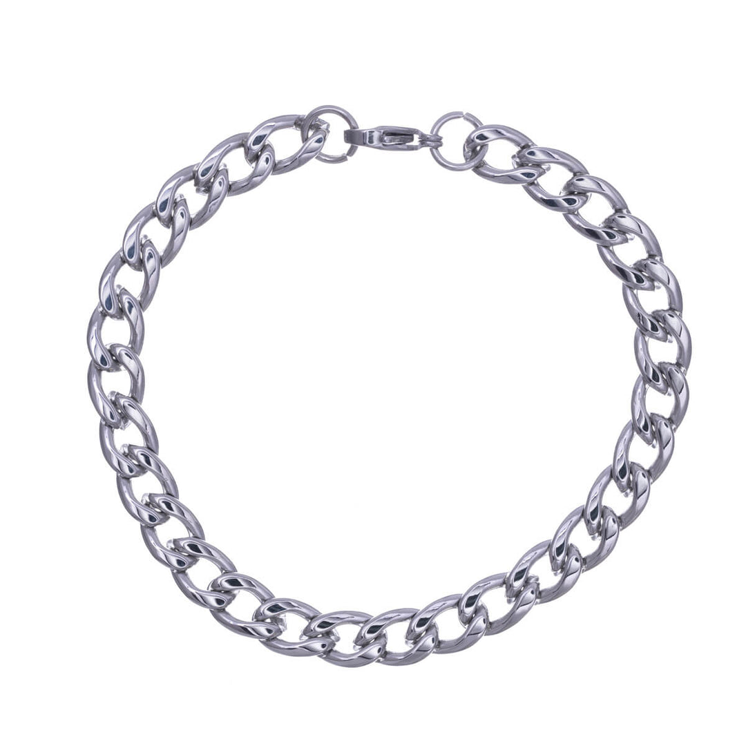 Flat round armour chain bracelet 8mm 21.5cm (Steel 316L)