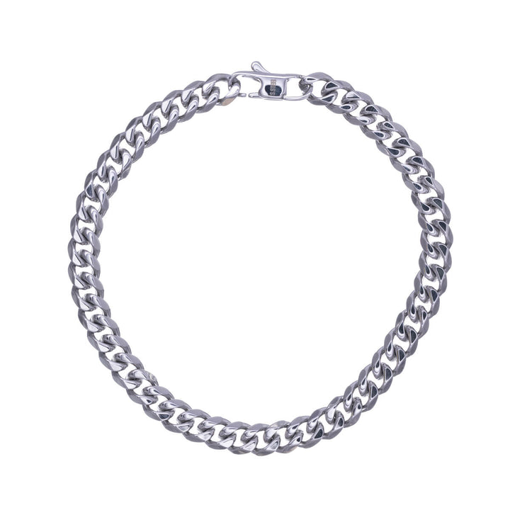 Flat angled armoured chain bracelet 7mm 20.5cm (Steel 316L)