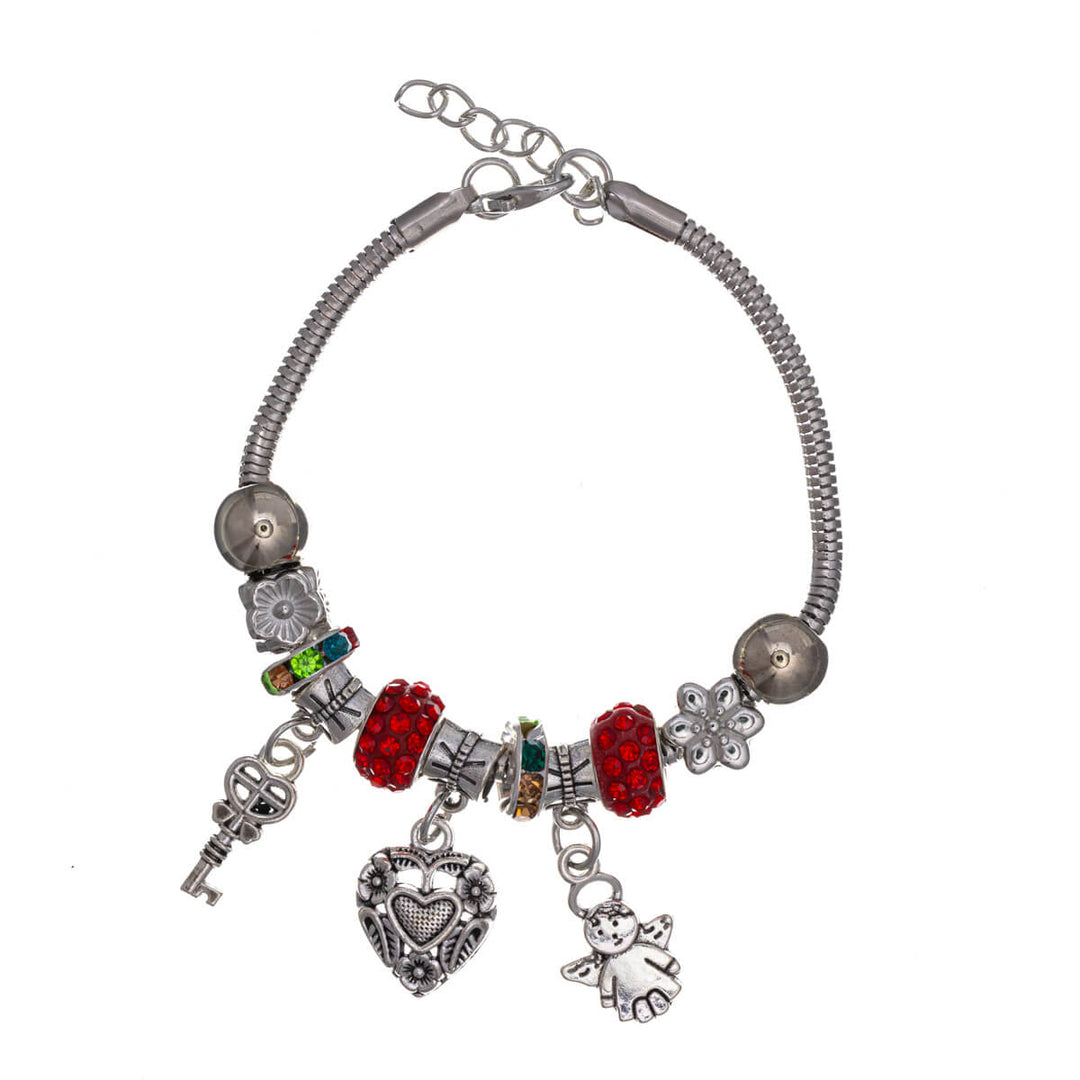 Bracelet with colourful beads and pendants