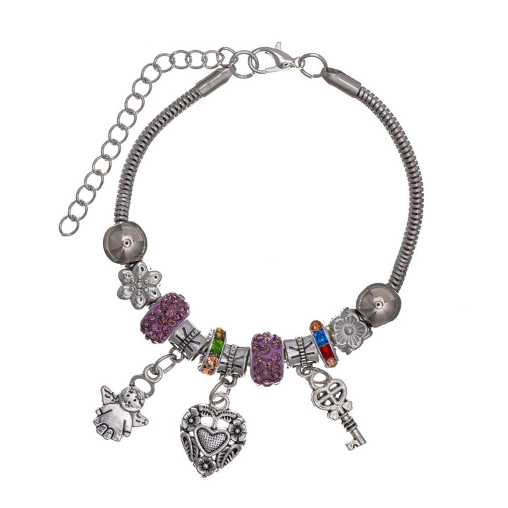 Bracelet with colourful beads and pendants