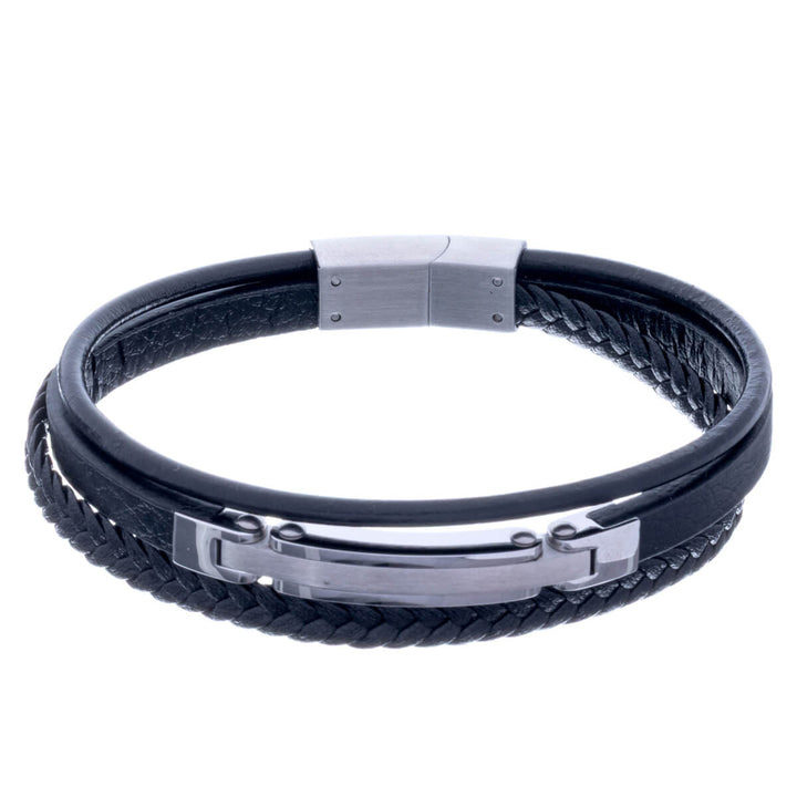 Kolmerivinen teräksinen laatta rannekoru (Teräs 316L)