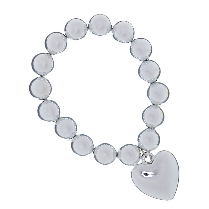 Metallic shimmer bead bracelet with heart pendant