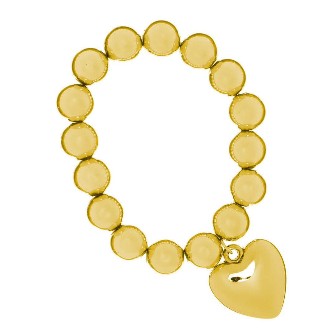 Metallic shimmer bead bracelet with heart pendant