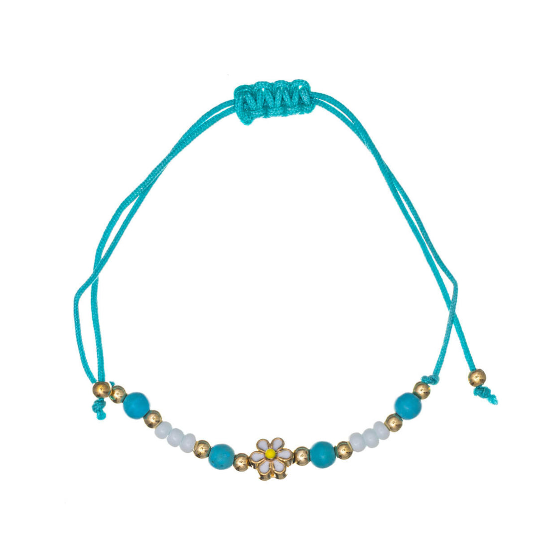 Turkoosi säädettävä kukka rannekoru