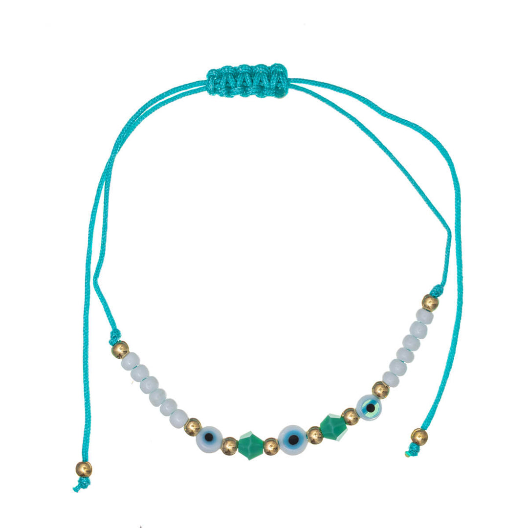 Turquoise adjustable evil eye bracelet