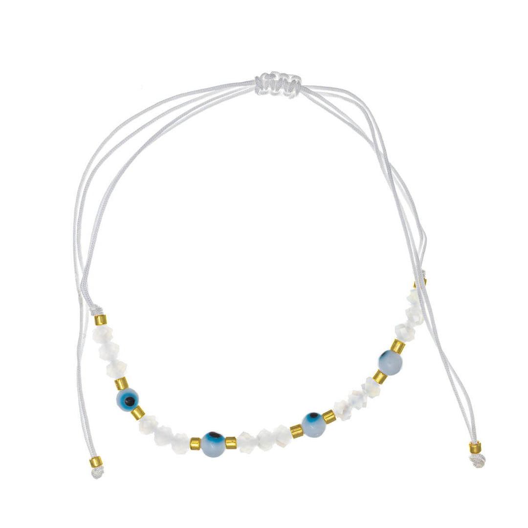 Justerbart armband med onda ögat och sneda pärlor