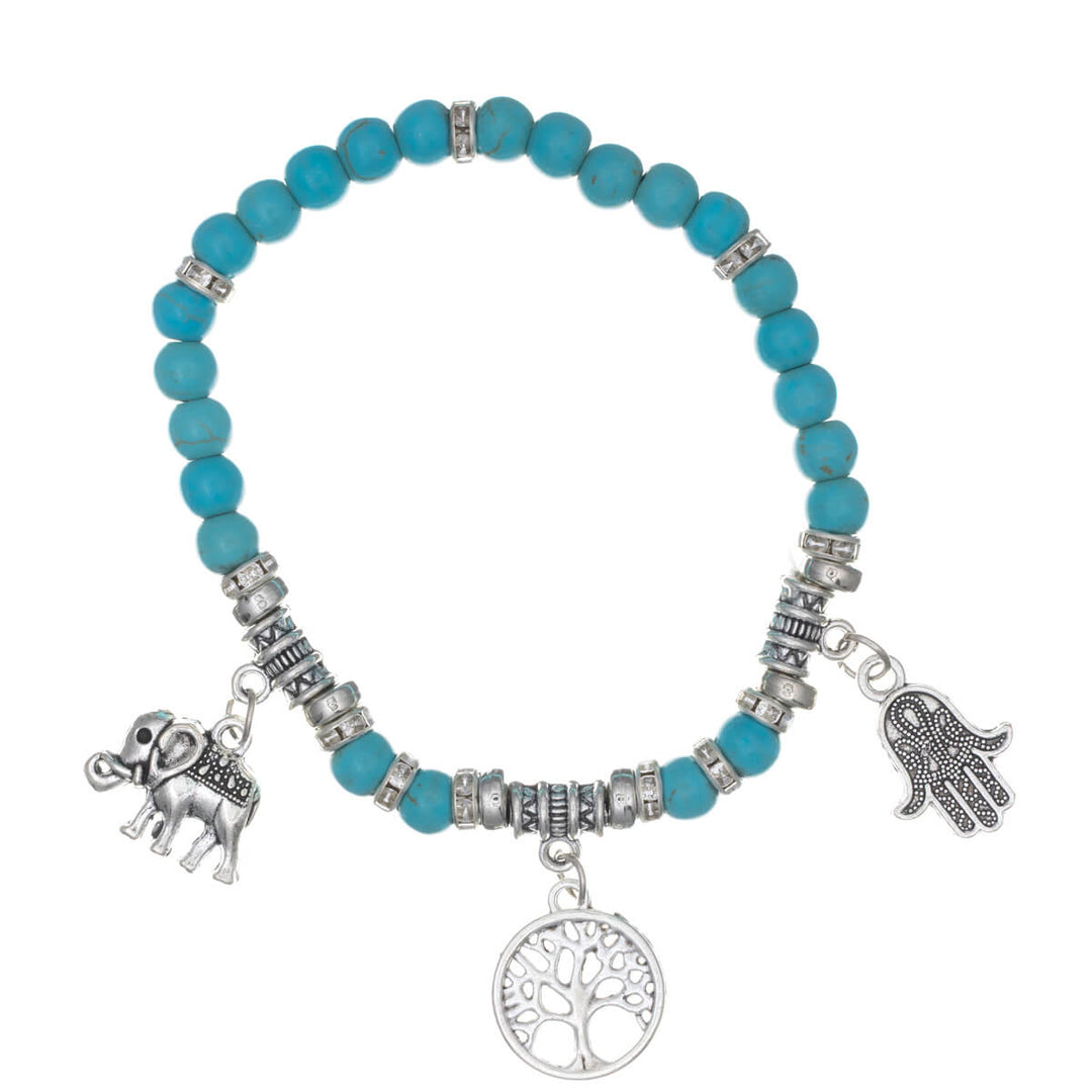 Joustava kivi rannekoru riipuksilla