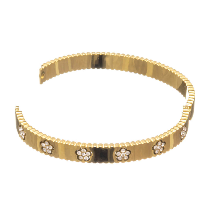 Kukka kuvioitu teräksinen rannerengas saranalla (Teräs 316L)