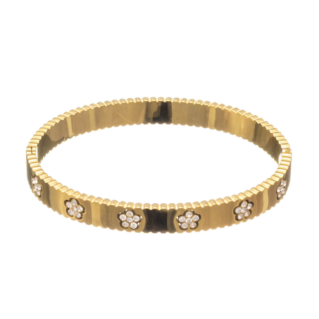 Kukka kuvioitu teräksinen rannerengas saranalla (Teräs 316L)