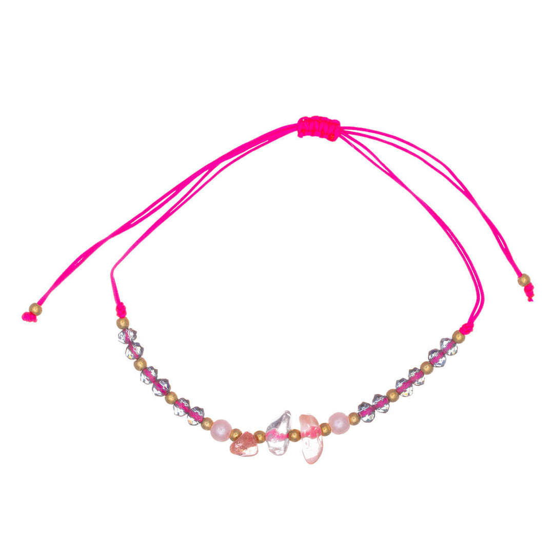 Adjustable stone bracelet with beads