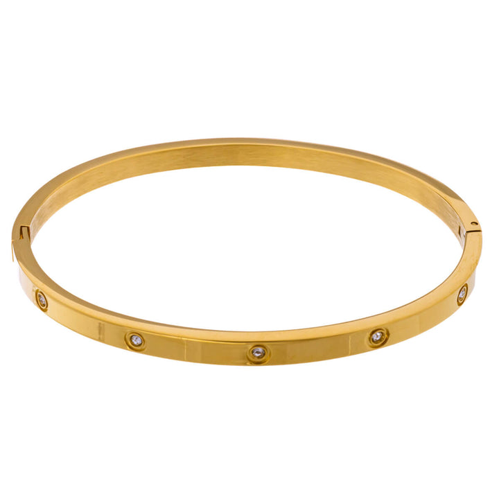 Narrow zirconia stone bracelet with hinge (Steel 316L)