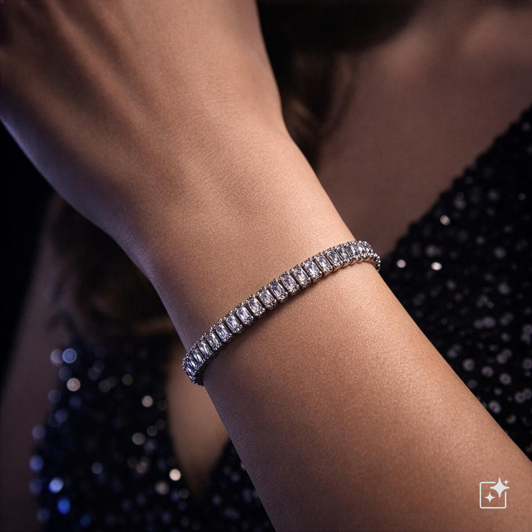 Leveä baguette-zirkoniarannekoru