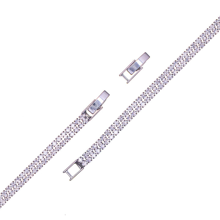 Double-row round zirconia tennis bracelet