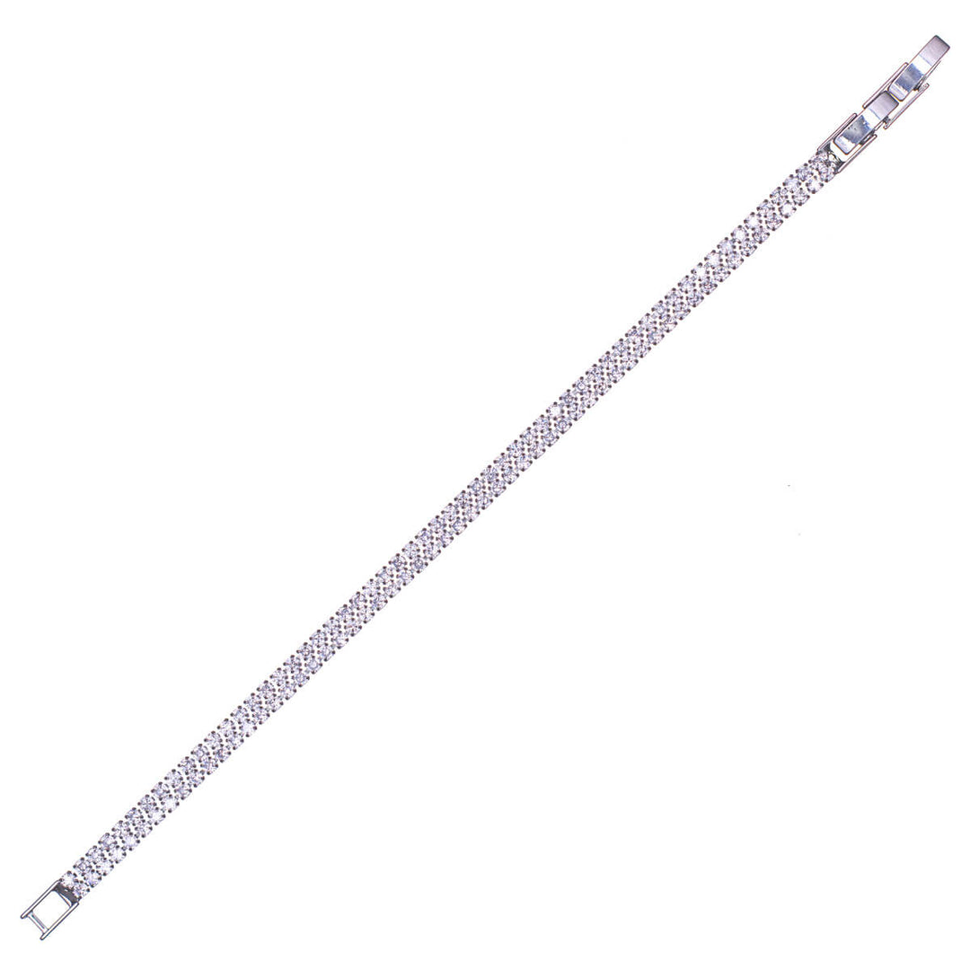 Double-row round zirconia tennis bracelet