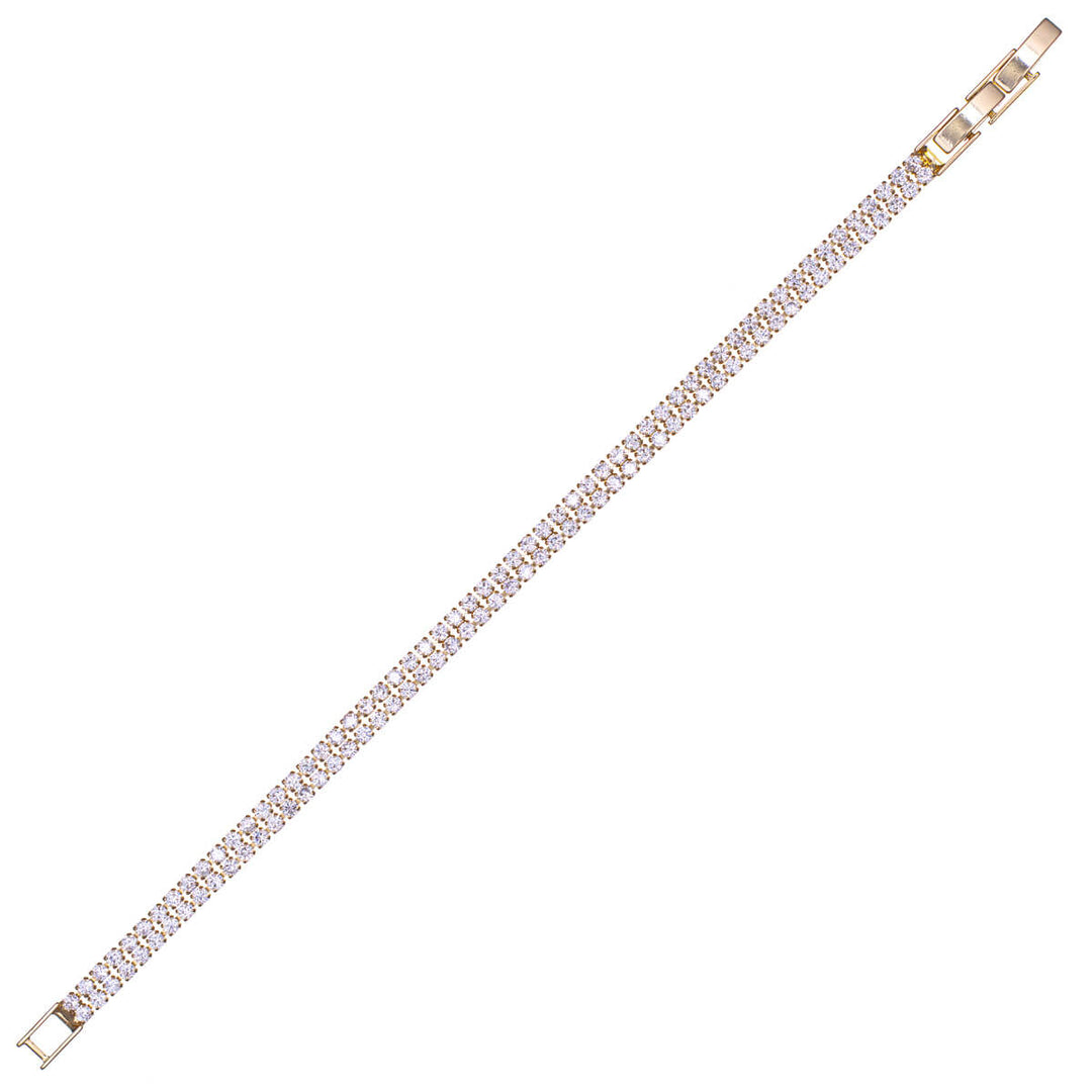 Double-row round zirconia tennis bracelet