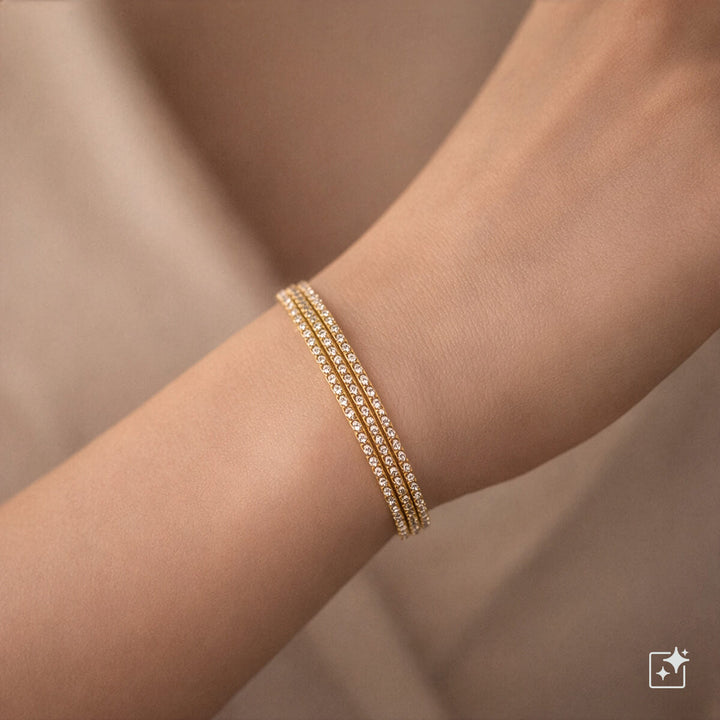 Kolmirivinen pyöreä zirkonia tennisrannekoru