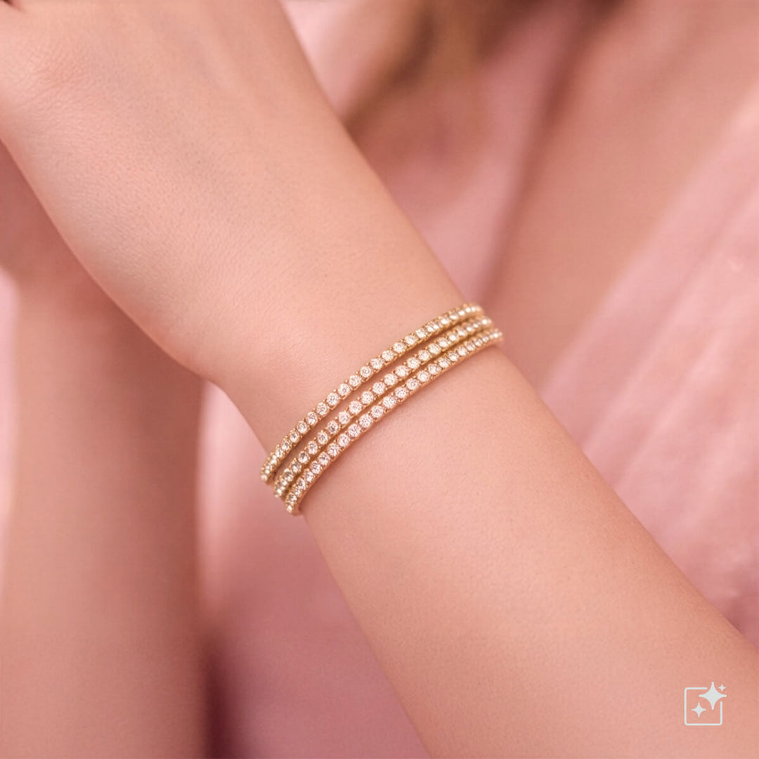 Kolmirivinen pyöreä zirkonia tennisrannekoru