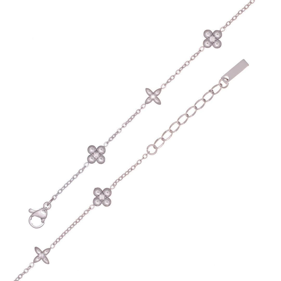 Siro kukkarannekoru zirkonioilla (Teräs 316L)