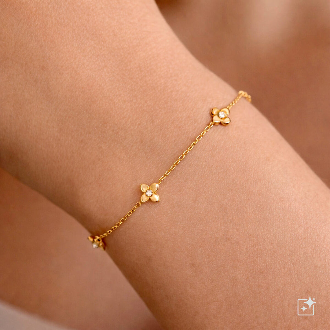 Siro kukkarannekoru zirkonioilla (Teräs 316L)