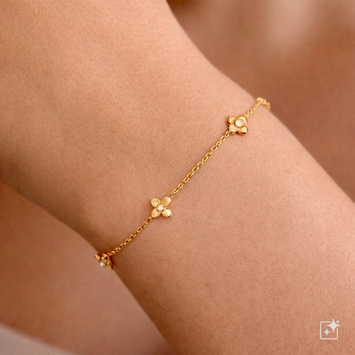 Siro kukkarannekoru zirkonioilla (Teräs 316L)