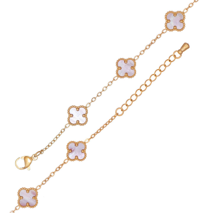 Siro neliapila rannekoru helmiäisellä (Kullattu teräs 316L)