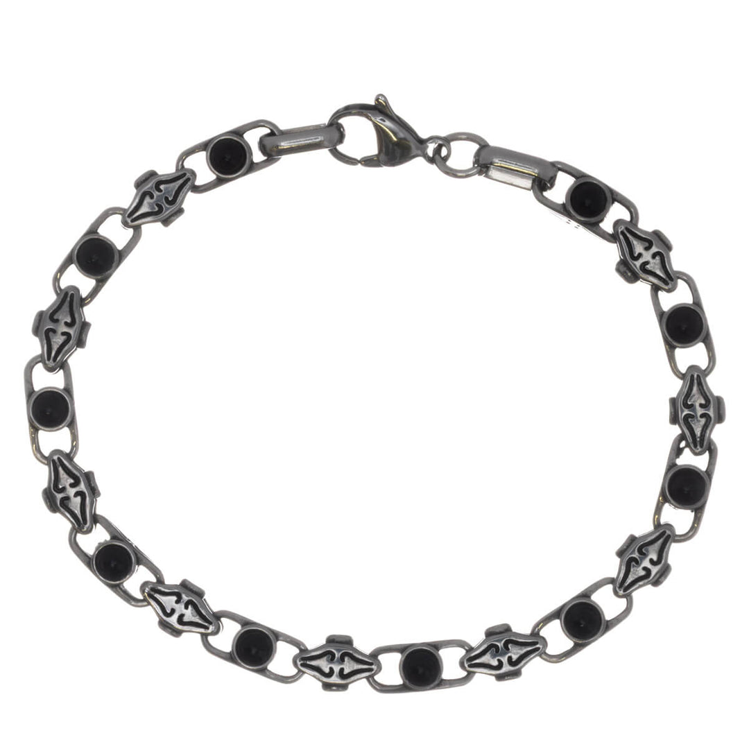Men's Patterned Steel Bracelet with Stones (316L Steel)