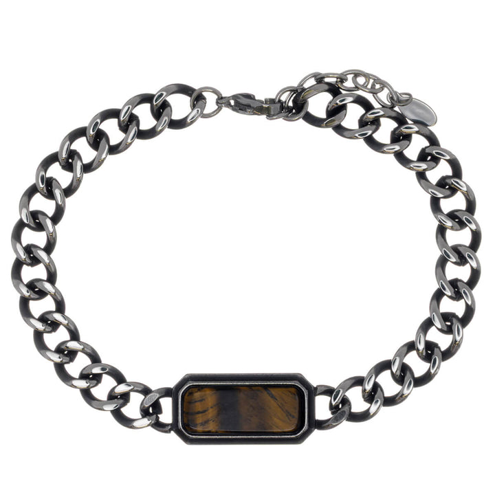 Tank chain bracelet with stone (316L stainless steel)