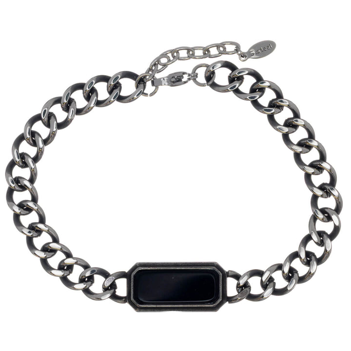 Tank chain bracelet with stone (316L stainless steel)