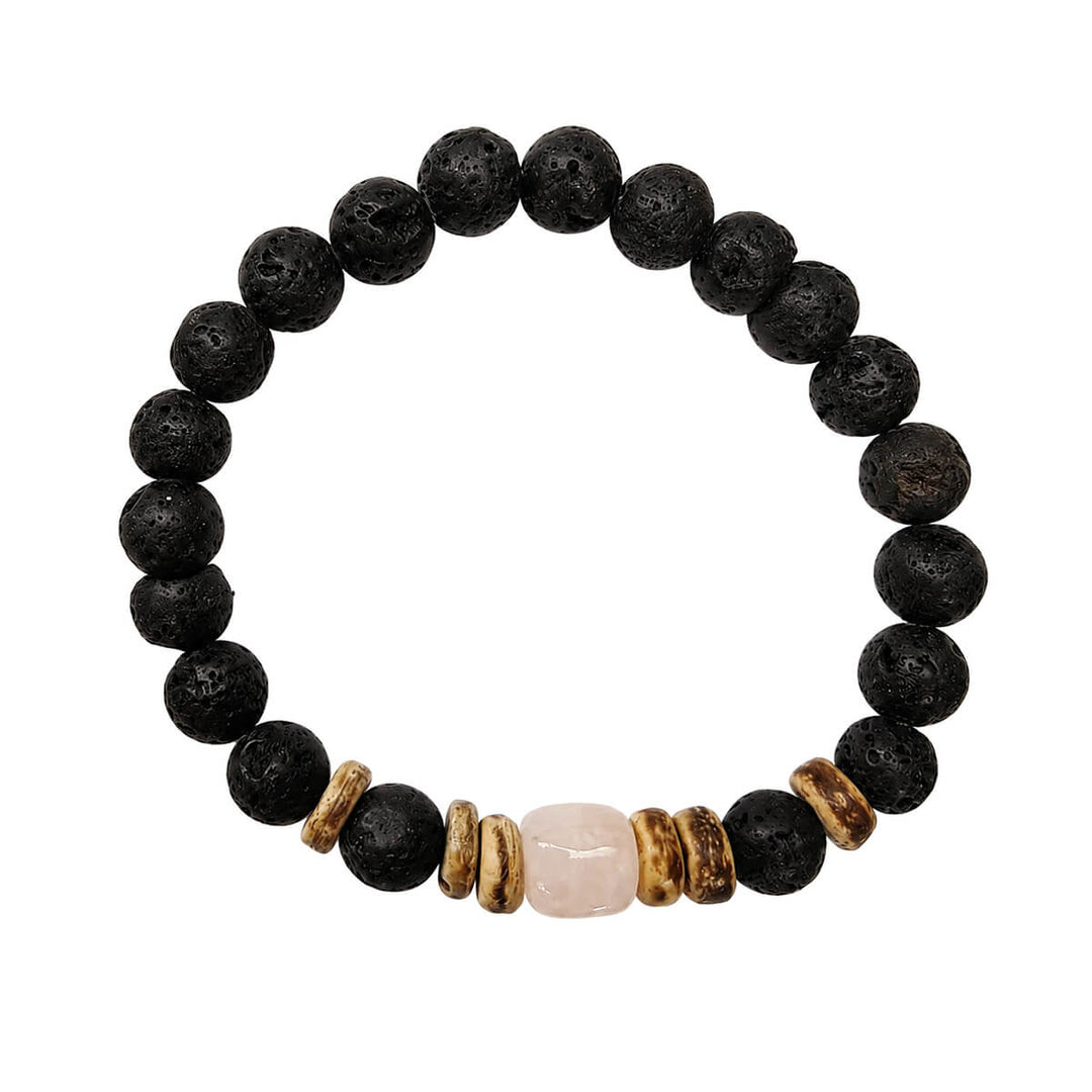 Armband av lavasten med färgade stenpärlor, 9 mm