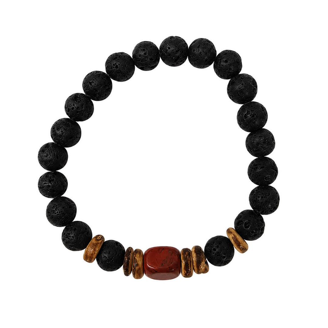 Armband av lavasten med färgade stenpärlor, 9 mm