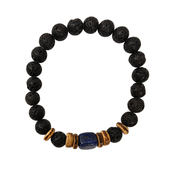 Armband av lavasten med färgade stenpärlor, 9 mm