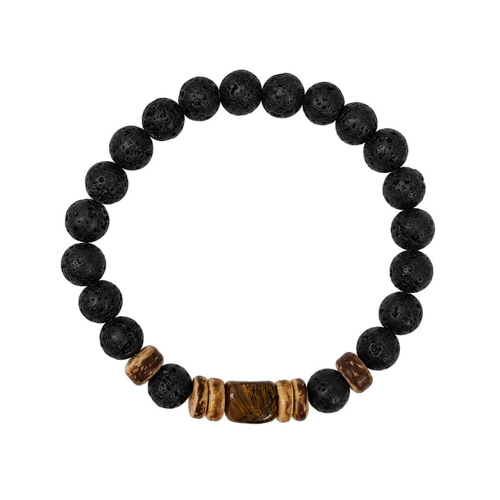 Armband av lavasten med färgade stenpärlor, 9 mm