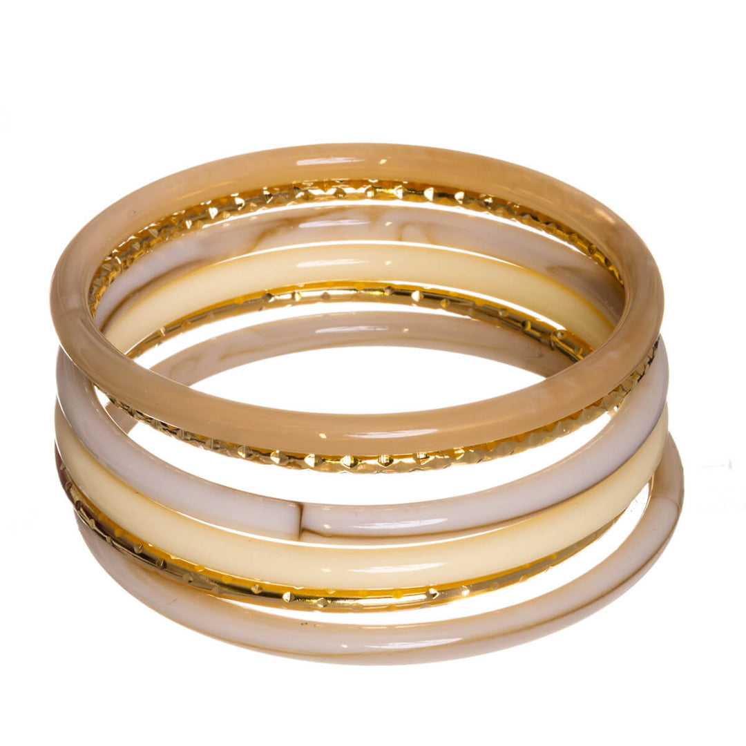 Pujotettava jäykkä rannekoru nippu bangle 6kpl (Teräs 316L)