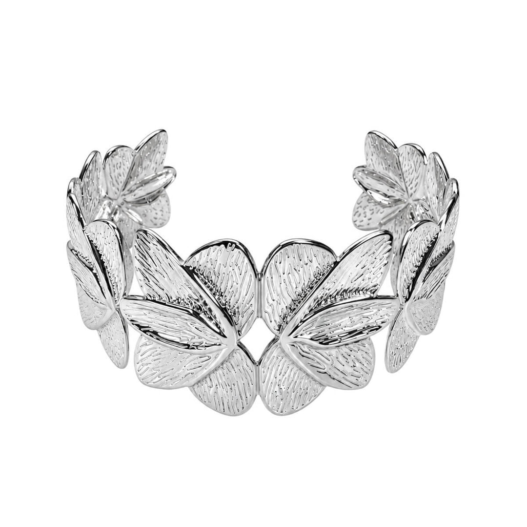 Wide Flower Cuff Bracelet (316L Stainless Steel)