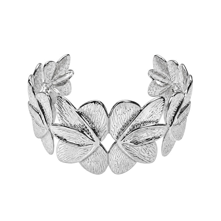 Wide Flower Cuff Bracelet (316L Stainless Steel)