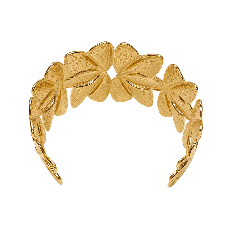 Wide Flower Cuff Bracelet (316L Stainless Steel)