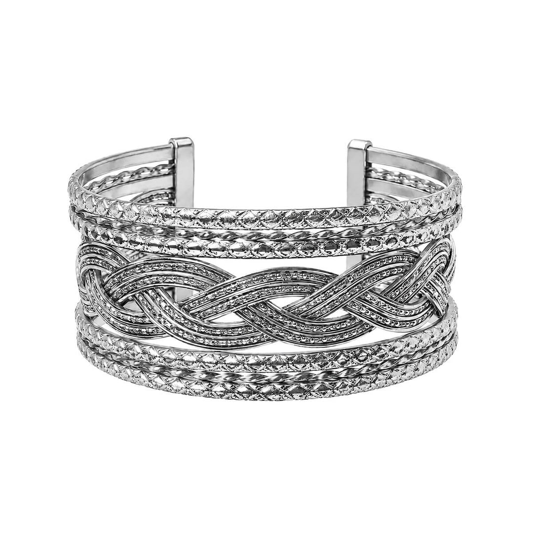 Wide Patterned Cuff Bracelet (316L Stainless Steel)