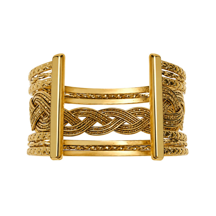 Wide Patterned Cuff Bracelet (316L Stainless Steel)