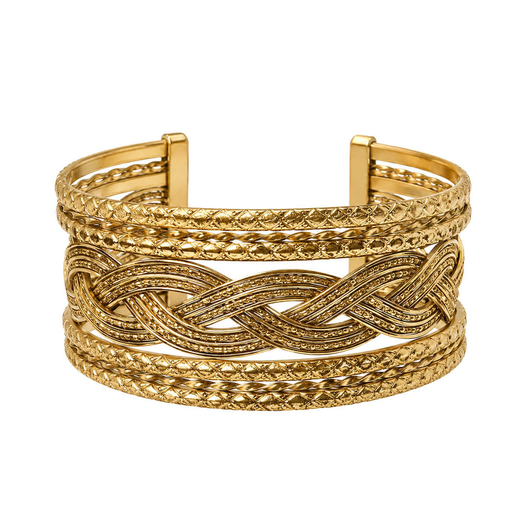 Wide Patterned Cuff Bracelet (316L Stainless Steel)