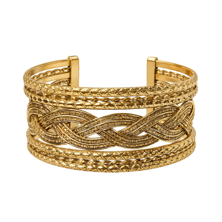 Wide Patterned Cuff Bracelet (316L Stainless Steel)
