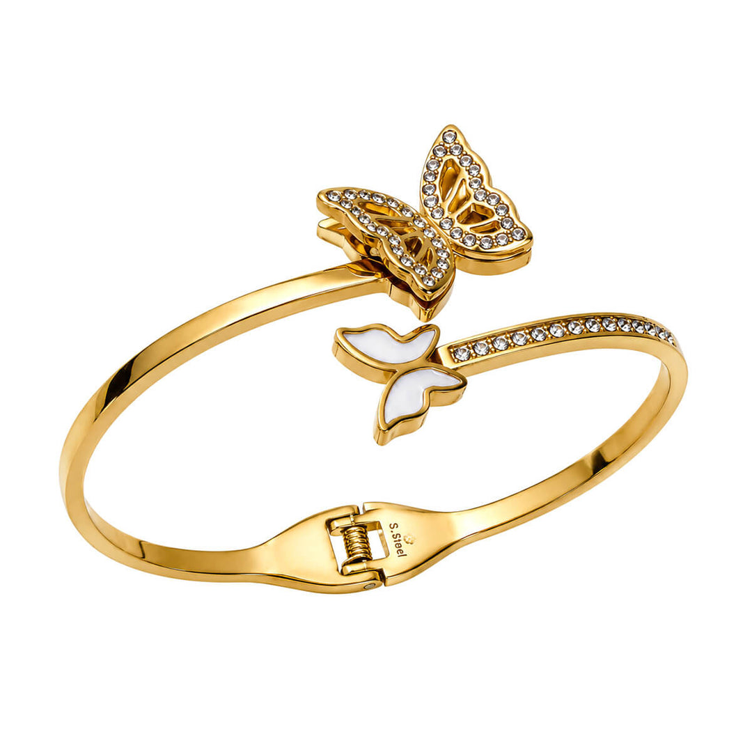 Gold Bracelet with Two Butterflies (316L Stainless Steel)