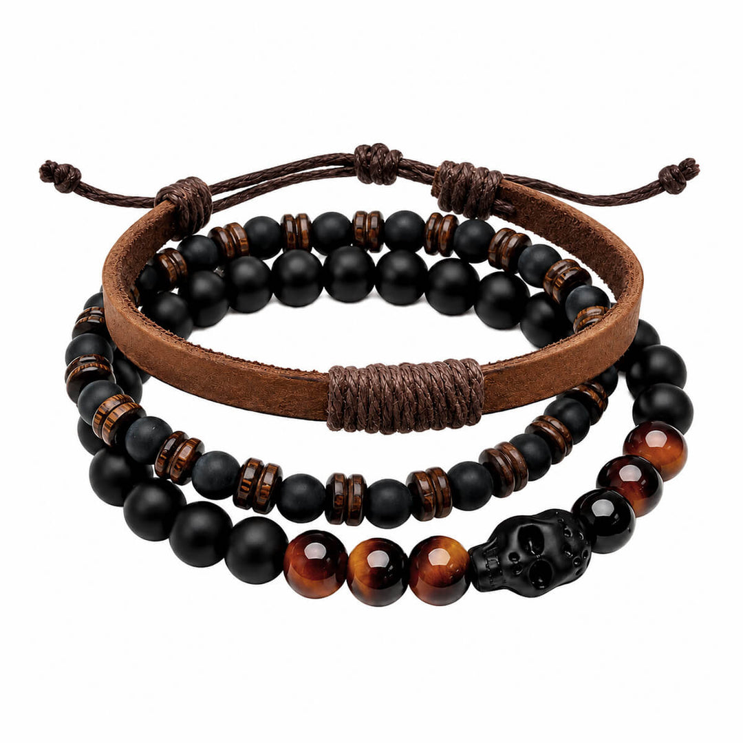 Miesten rannekorusetti 3 kpl – Brown Skull