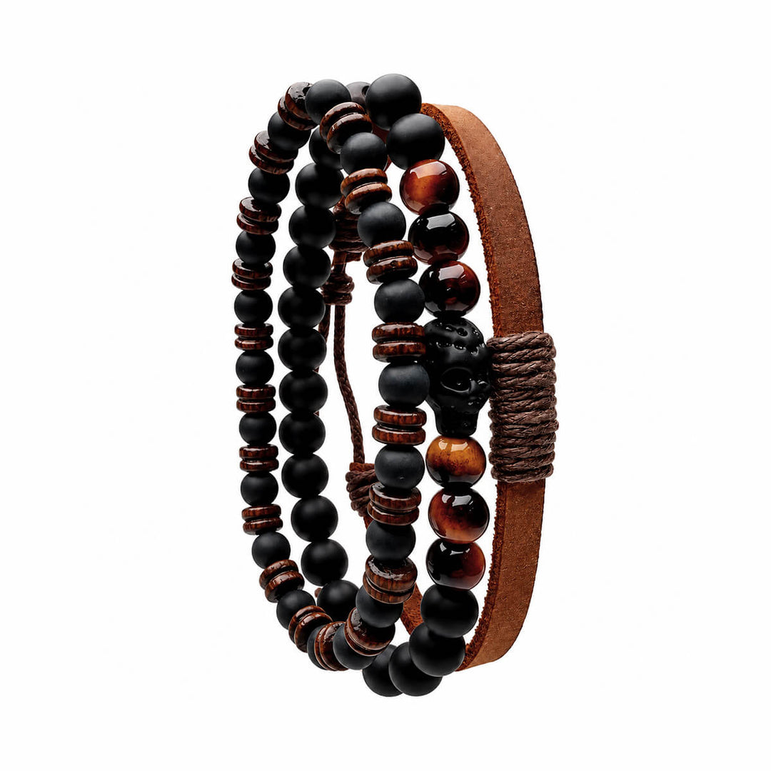 Miesten rannekorusetti 3 kpl – Brown Skull