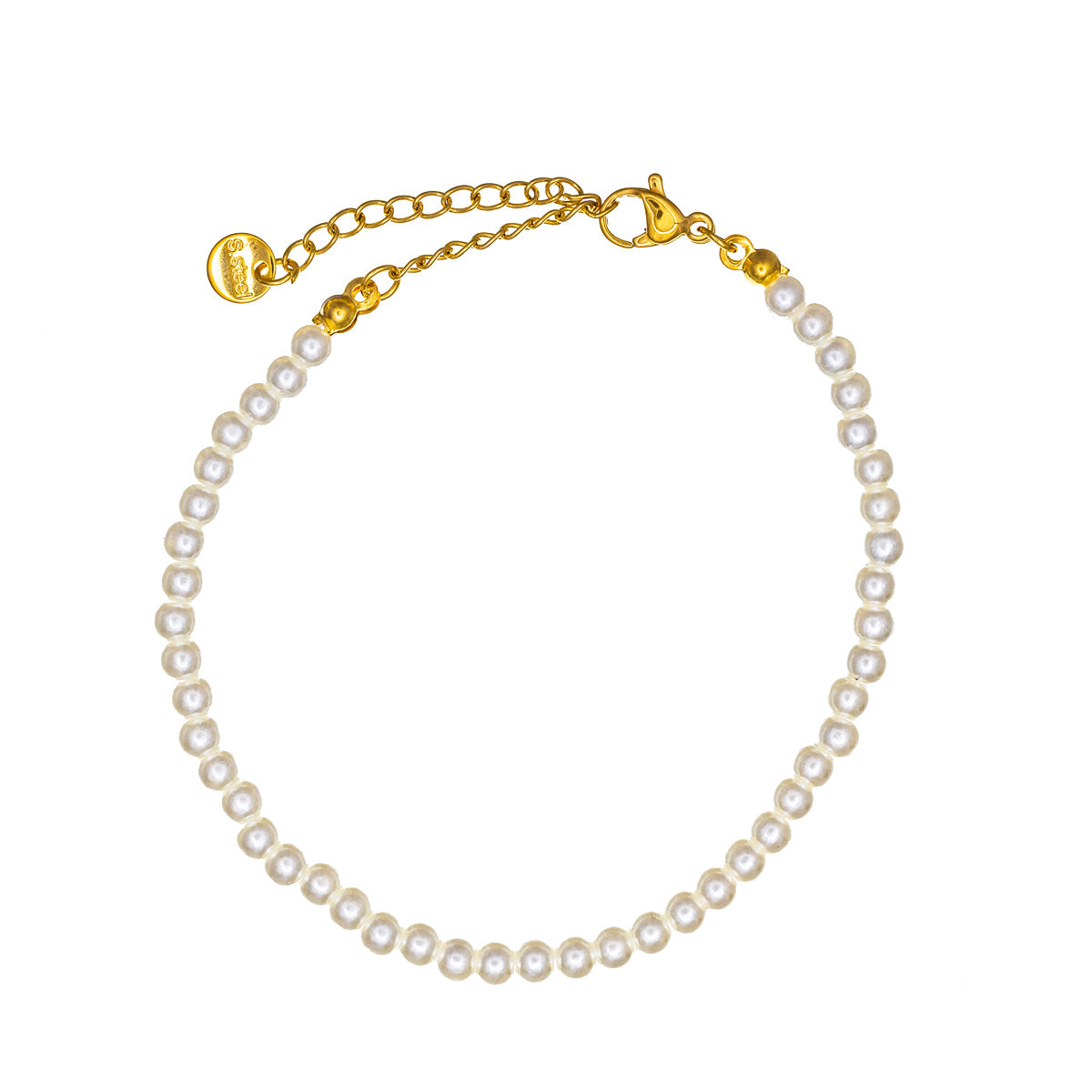 Thin bead bracelet 4mm 17,5cm+5cm (18K Steel 316L)