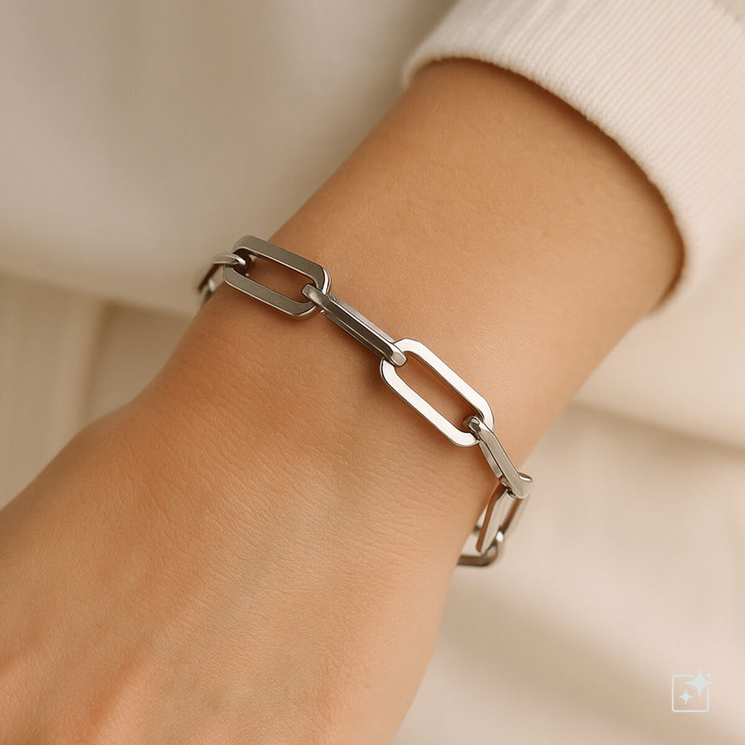 Teräksinen kaapeliketju rannekoru 8mm 23cm (Teräs 316L)