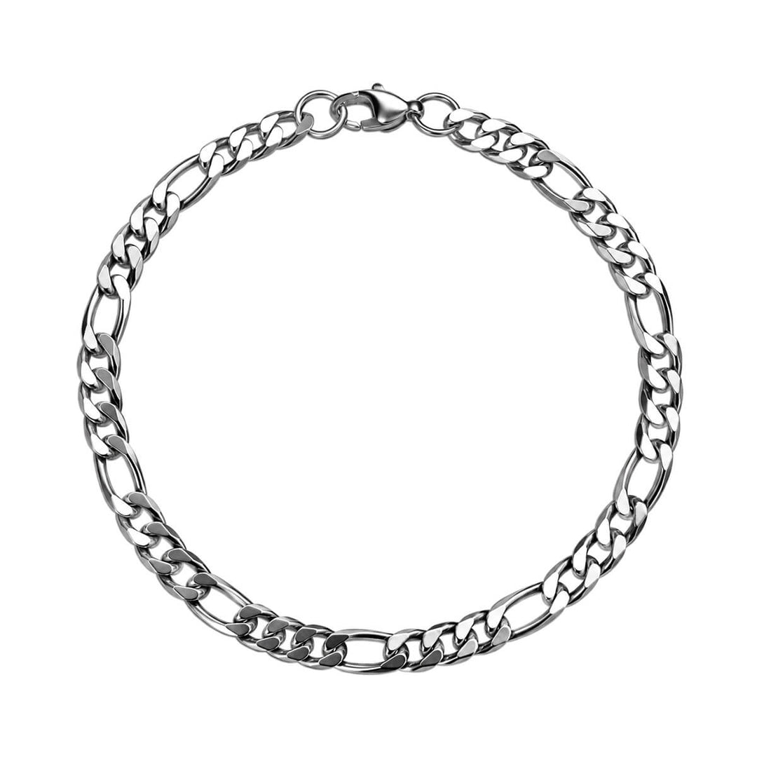 Silverfärgat armband i stål med 5 mm figaro-kedja