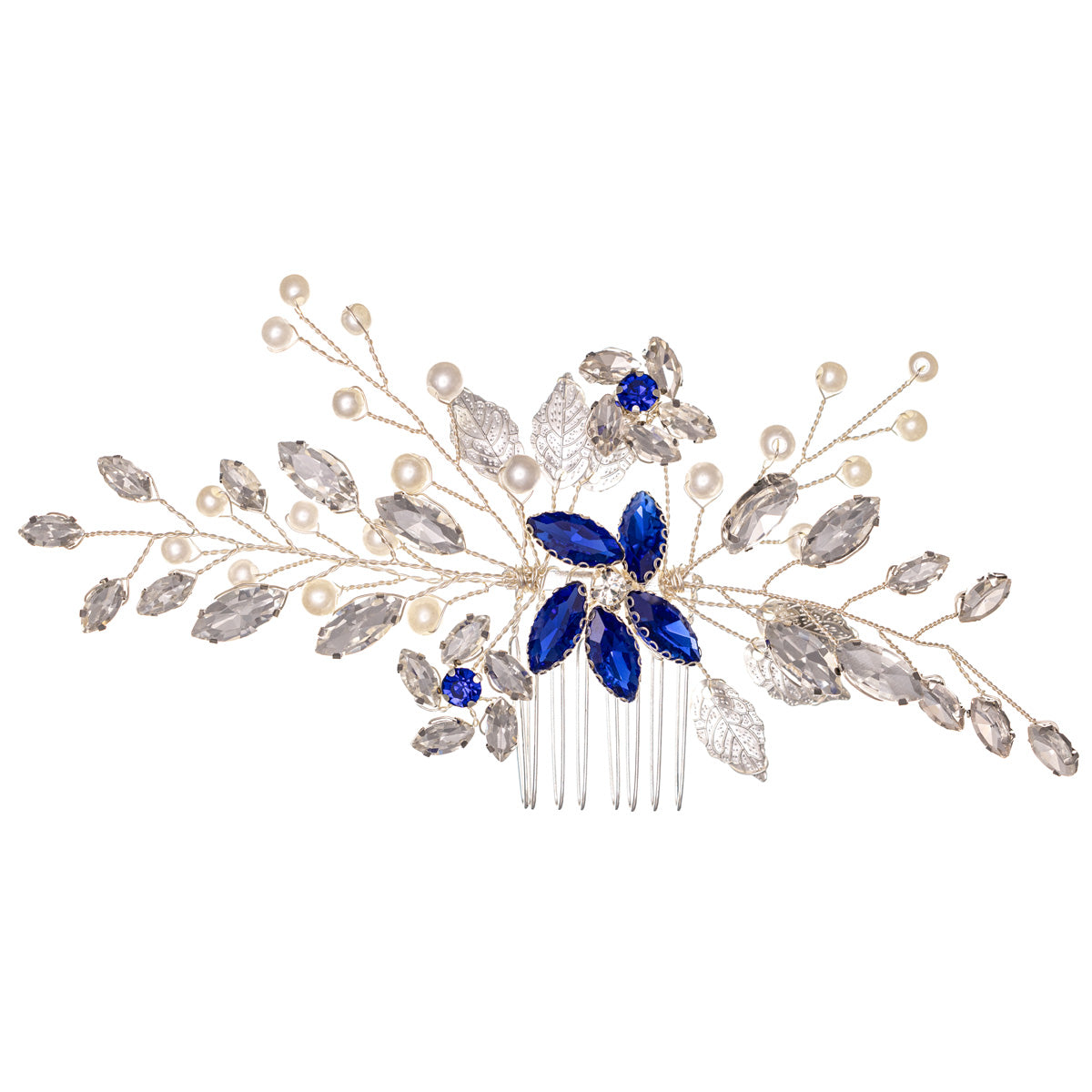 Exquisite headband with comb leaves and pearls