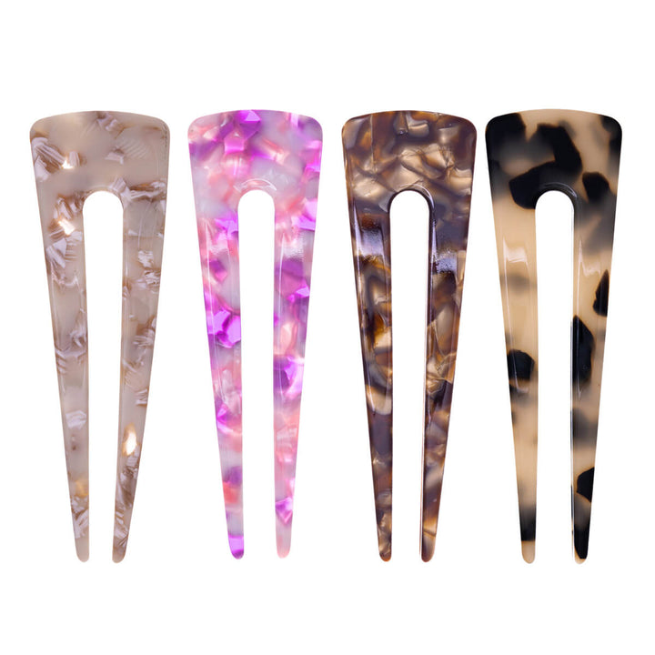 Kulmikas muovinen nutturaneula hengetön hiuspinni 10,4cm 4kpl setti